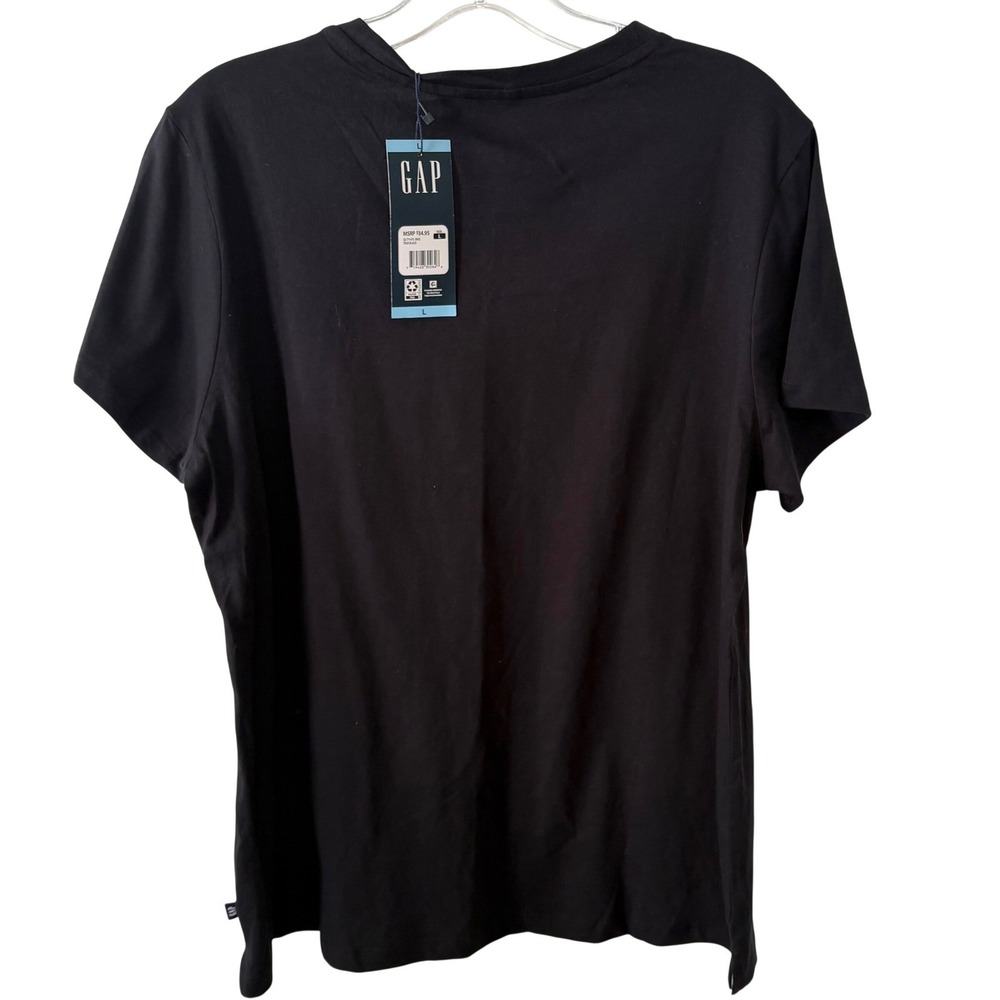 NWT Gap Women's Black Spell Out Logo Tee Shirt in Size L - Picture 2 of 11